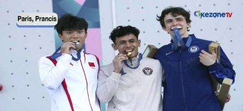 Aksi ‘Spiderman’ Veddriq Berbuah Emas Olimpiade Paris&nbsp;2024